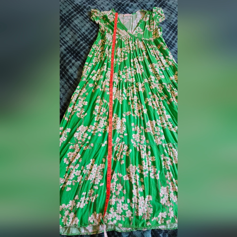 Banditas from Marseille Dopamine Art Maximalist Bright Green Floral dress sz M - Picture 5 of 10